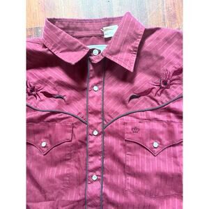Mens MW6 Western Style Button Up Shirt Size 16.5 Maroon
